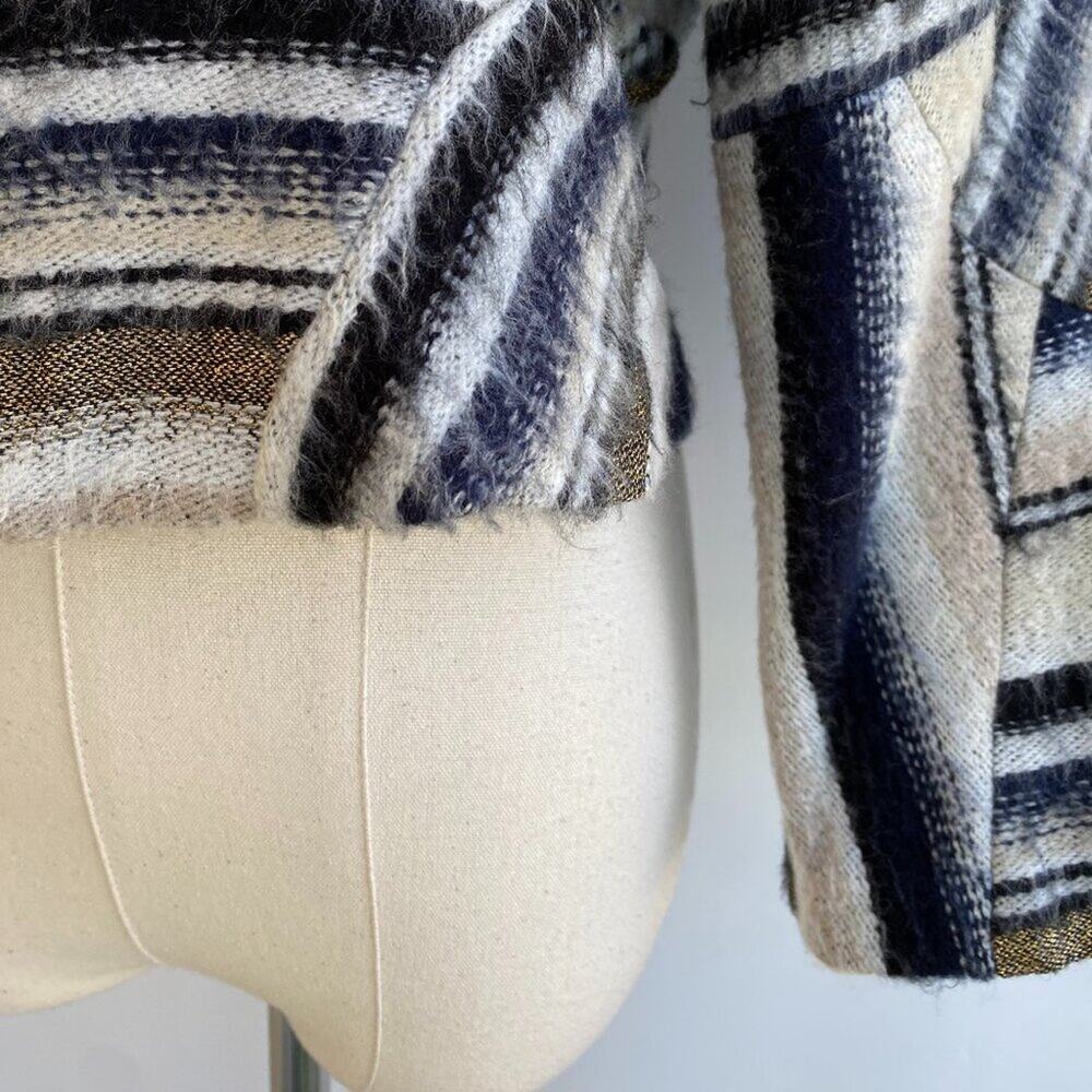 Vena Cava 💥 Stunning 💥 Gryphon cropped sweater jacket Blue Gold Tan White sz 4 - Picture 4 of 9